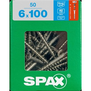 Spax Universele Schroef T-star Rvs Verzonken Kop Torx T30 - 6x100mm - 50 Stuks
