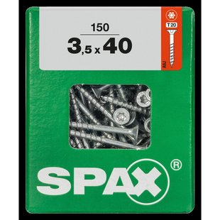 Spax Universele Schroef T-star Wirox Verzonken Kop Torx T20 - 3,5x40mm - 150 Stuks