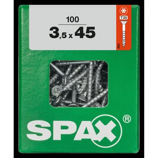Spax Universele Schroef T-star Wirox Verzonken Kop Torx T20 - 3,5x45mm - 100 Stuks