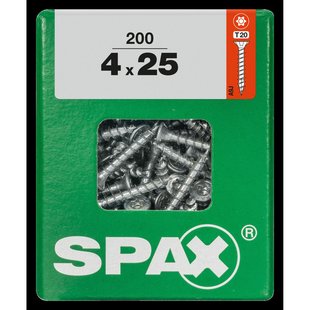 Spax Universele Schroef T-star Wirox Verzonken Kop Torx T20 - 4x25mm - 200 Stuks