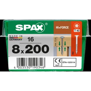 Spax Spaanplaatschroef Hi.force Wirox Discuskop Torx T40 - 8x200mm - 16 Stuks