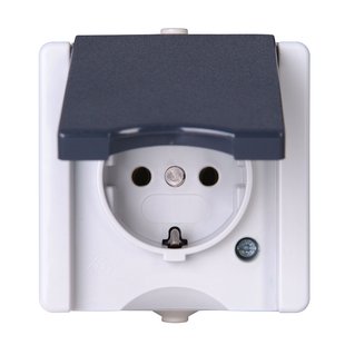 Baseline Spatwaterdicht Stopcontact Verticaal Penaarde Lateraal 1-polig Grijs Ip44