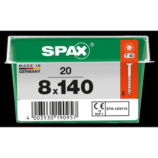 Spax Universele Schroef Wirox Verzonken Kop Torx - 8x140mm - 20 Stuks