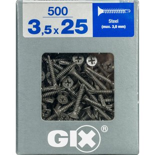 Spax Gipsplaatschroef Zelfborende Schroef Gefosfateerd Zwart Trompetkop Phillips Ph2 - 3,5x25mm - 500 Stuks