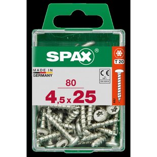 Spax Universele Schroef Staal Ronde Kop Torx T20 - 4,5x25mm - 80 Stuks
