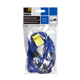 Sencys Platte Snelbinder Met Haak Voor Fiets Blauw 9mmx60cm