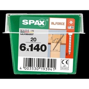 Spax Spaanplaatschroef In.force Wirox Cilinderkop Torx T30 - 6x140mm - 20 Stuks