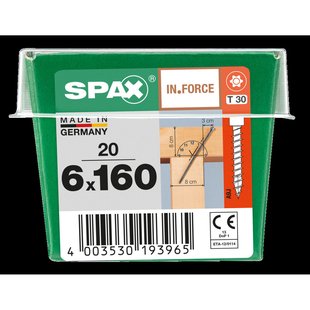 Spax Spaanplaatschroef In.force Wirox Staal Cilinderkop Torx T30 - 6x160mm - 20 Stuks