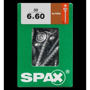 Spax Spaanplaatschroef Hi.force Wirox Verzonken Kop Torx T30 - 6x60mm - 30 Stuks