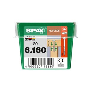 Spax Spaanplaatschroef Hi.force Wirox Vlakke Kop Torx T30 - 6x160mm - 20 Stuks