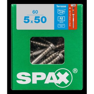 Spax Vlonderschroef T-star Plus Rvs A2 Cilinderkop Torx T25 - 5x50mm - 60 Stuks