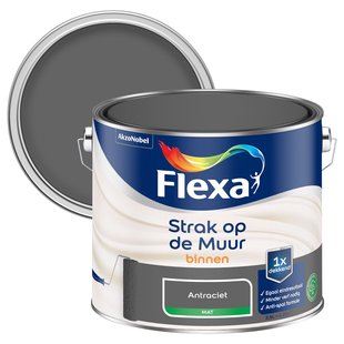 Flexa Strak Op De Muur Muurverf - Mat - Antracietgrijs - 2,5l