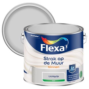 Flexa Strak Op De Muur Muurverf - Mat - Lichtgrijs - 2,5l