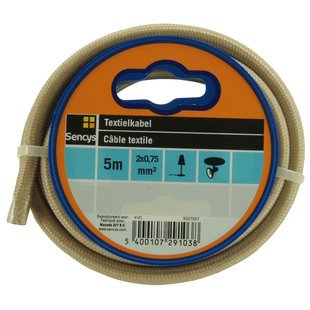 Sencys Textielsnoer 5m 2x0,75 Mm² Zilver
