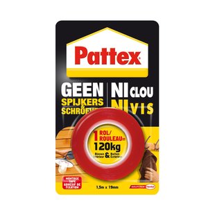 Pattex Montageband Geen Spijkers & Schroeven - Wit - 1,5m X 19mm
