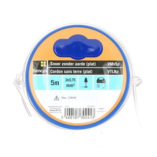 Sencys Stroomkabel Vtlbp 5m 2x0,75 Mm² Transparant