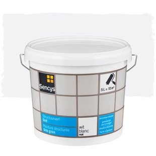 Sencys Structuurverf Grof Mat Wit 5l