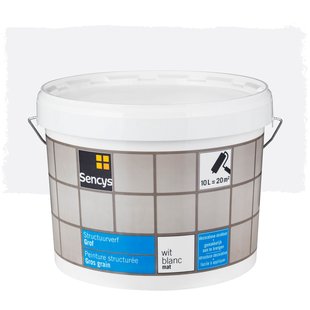 Sencys Structuurverf Grof Mat Wit 10l