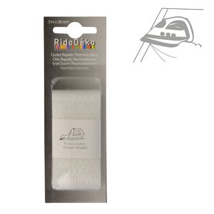 Opstrijkbare Zoomband Verzwaard 3,8cm Wit 3m