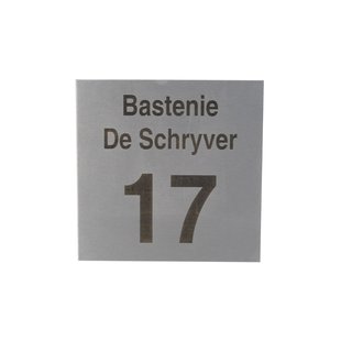 Vasp Huisnummer Met Naam Inox Maatwerk 18x18cm