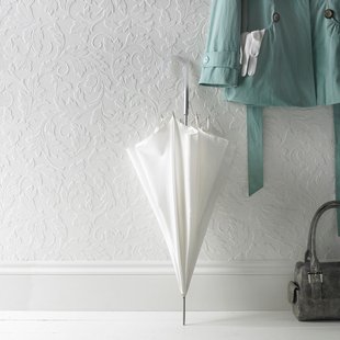 Sencys Vinylbehang Overschilderbaar Acanthus - Wit - 10,00m X 52cm