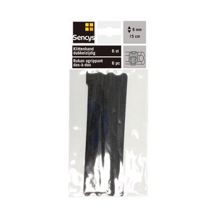 Sencys Klittenband - Zwart - 0,15m X 8mm - 6 Stuks