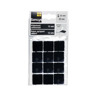 Sencys Klittenband - Zwart - 25mm X 25mm - 12 Stuks