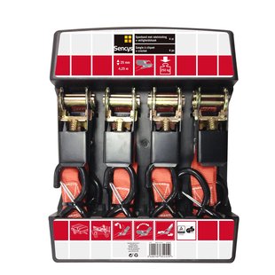 Sencys Spanband Met Ratel En Haak Pes Rood 25mmx4,25m 4st