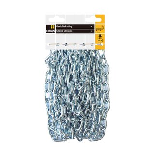 Sencys Gewichtsketting Verzinkt Staal Zilver 5x21mmx4m