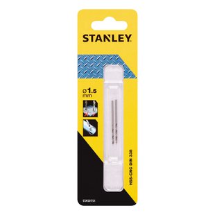 Stanley Hss-metaalboor Set - Diam. 1,5mm - 2 Stuks