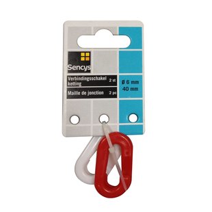Sencys Verbindingsschakel - Polyethyleen - Rood-wit - Diam. 6x40mm - 2 Stuks