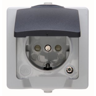 Sencys Stopcontact Denver Geaard 1-voudig Grijs