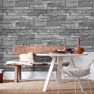 Decomode Vliesbehang Stones - Grijs - 10,05m X 52cm