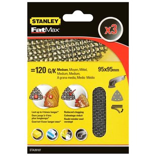 Stanley Fatmax Schuurgaas Sta39187-xj Quickfit K120 95x95mm 3 Stuks