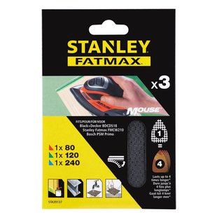 Stanley Fatmax Schuurgaas mouse Schuurmachine Sta39137-xj Assorti 3 Stuks