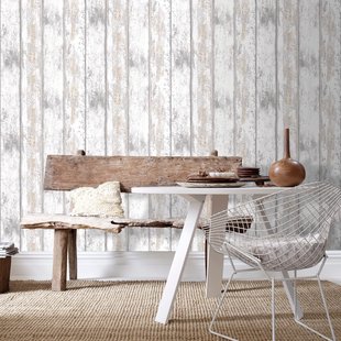 Decomode Vliesbehang Hout - Wit - 10,05 M X 53 Cm