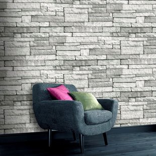 Decomode Vliesbehang Stones - Lichtgrijs - 10,05m X 52cm