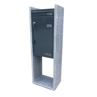 Pakketbrievenbus Milano - Natuursteen En Staal - Antraciet - 41x115x28cm