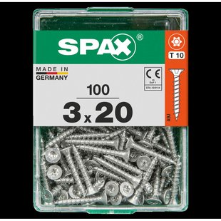 Spax Universele Schroef T-star Wirox Verzonken Kop Torx T10 - 3x20mm - 100 Stuks