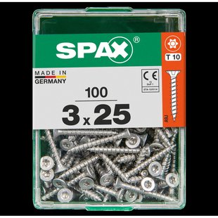 Spax Universele Schroef T-star Wirox Verzonken Kop Torx T10 - 3x25mm - 100 Stuks