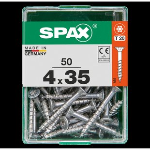 Spax Universele Schroef T-star Wirox Verzonken Kop Torx T20 - 4x35mm - 50 Stuks