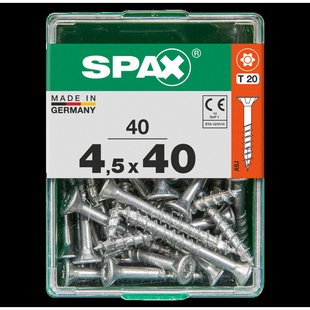 Spax Universele Schroef T-star Wirox Verzonken Kop Torx T20 - 4,5x40mm - 40 Stuks