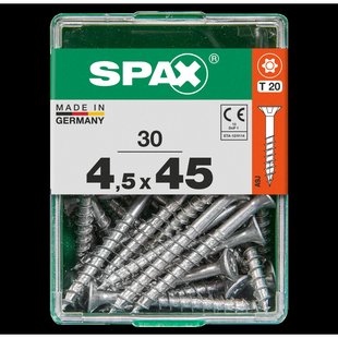 Spax Universele Schroef T-star Wirox Verzonken Kop Torx T20 - 4,5x45mm - 30 Stuks