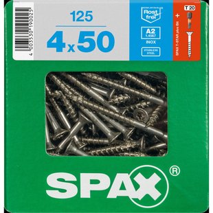 Spax Universele Schroef T-star Verzonken Kop Torx T20 - 4x50mm - 125 Stuks