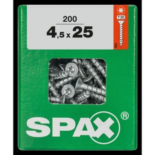 Spax Universele Schroef T-star Verzonken Kop Torx - 4,5x25mm - 200 Stuks