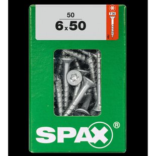 Spax Universele Schroef T-star Wirox Verzonken Kop Torx T30 - 6x50mm - 50 Stuks