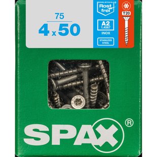 Spax Universele Schroef T-star Rvs Verzonken Kop Torx T20 - 4x50mm - 75 Stuks