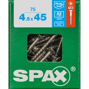 Spax Universele Schroef T-star Rvs Verzonken Kop Torx T20 - 4,5x45mm - 75 Stuks