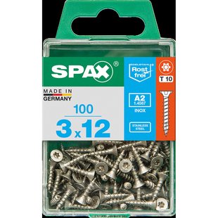 Spax Universele Schroef T-star Rvs Verzonken Kop Torx T10 - 3x12mm - 100 Stuks