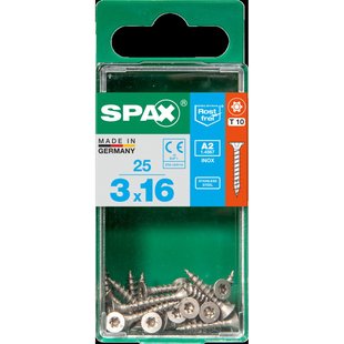 Spax Universele Schroef T-star Rvs Verzonken Kop Torx T10 - 3x16mm - 25 Stuks
